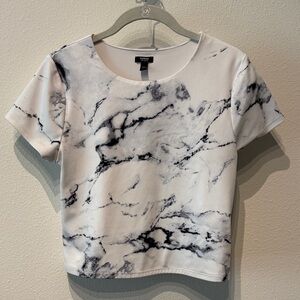 Express Black and White Marble Print Tee